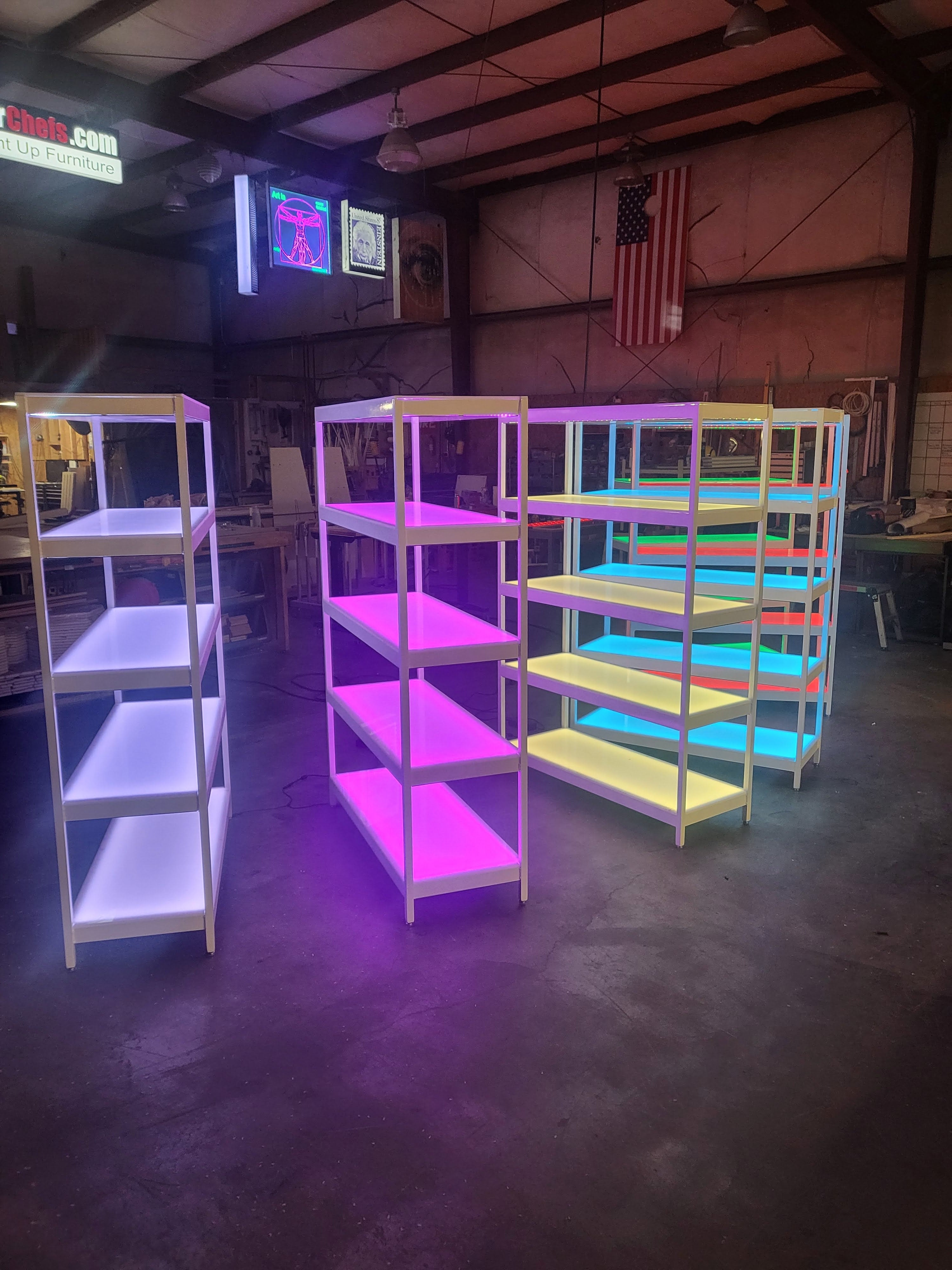 Light up floor shelves | LED Shelving & Bookcases