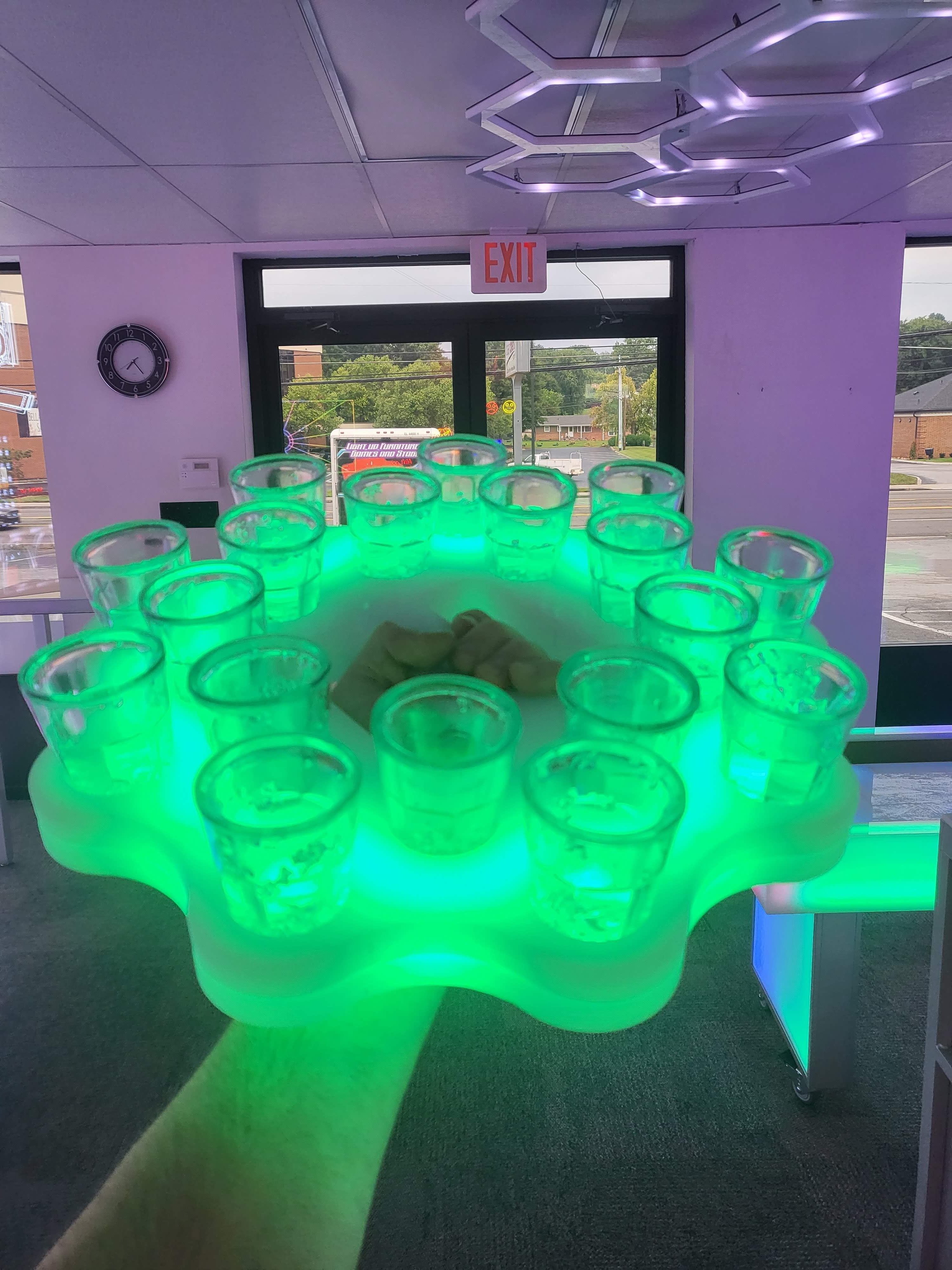 LED RGB Color Light Up Glow Shot Serving Tray Fun Party Alcohol Shooters Liquor Drink Drinking Rainbow Novelty Serving Bar Restaurant Fist Knuckles Event Night Club Nightlife Large XL Jumbo Green