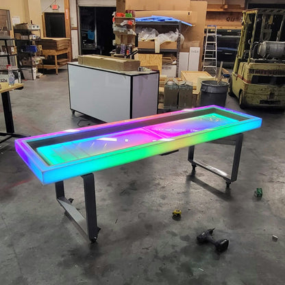 LED Light-Up Shuffleboard Table | Collapsible Model for Event Planners and Party Rentals