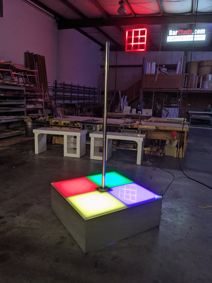 Portable Movable Transportable Stripper Exotic Gogo Dancer Entertainer Pole Stage LED Color Night Club Party Fun Purple Green Red Yellow