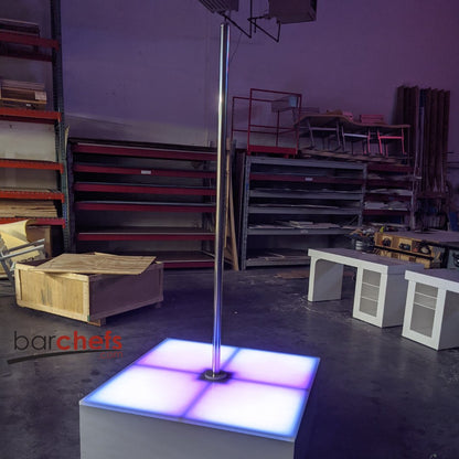 Portable Movable Transportable Stripper Exotic Gogo Dancer Entertainer Pole Stage LED Color Night Club Party Fun White Pink Purple