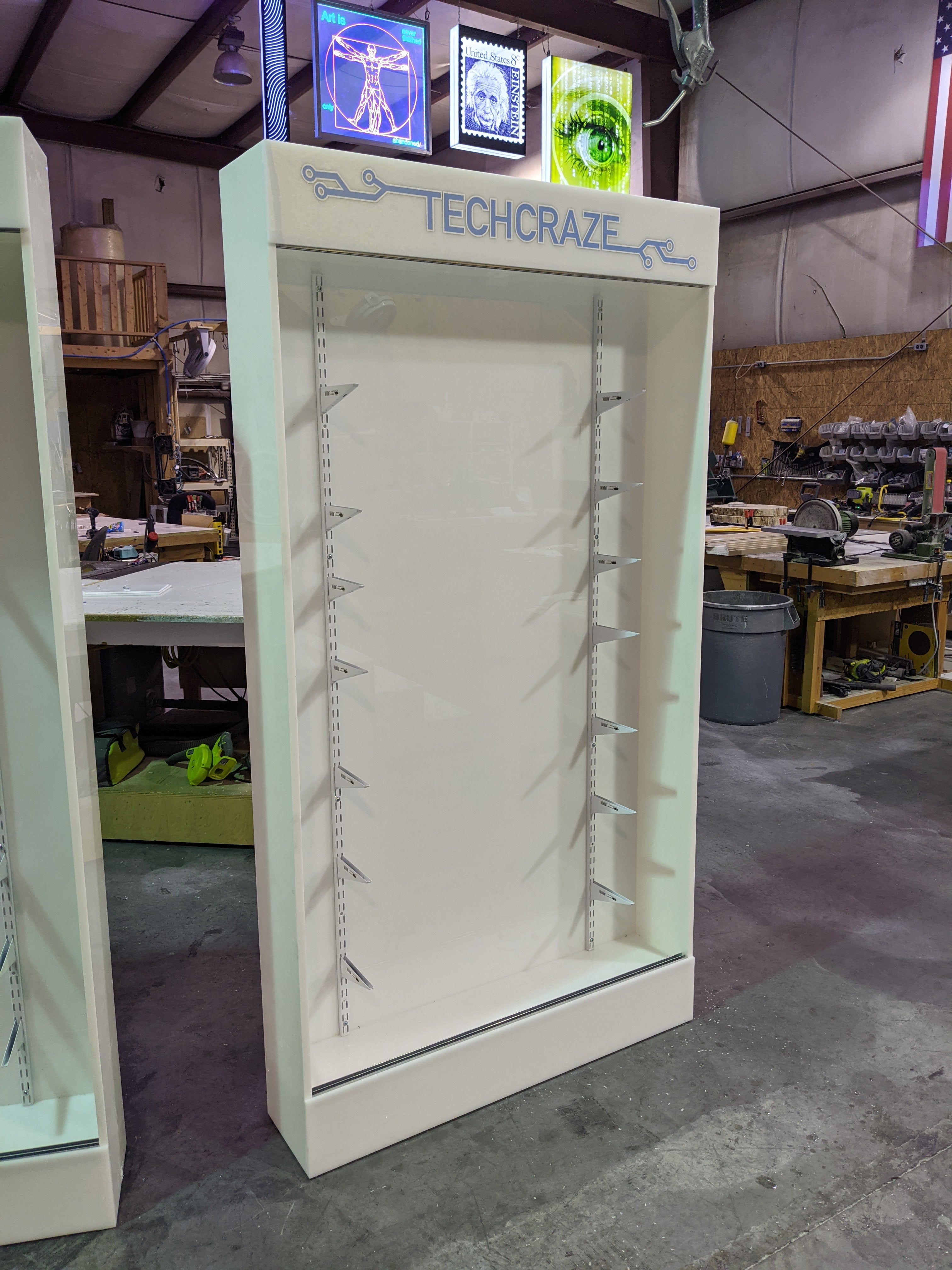 Custom LED Cell Phone Display Case | Lighted Shelving System w/ Marquee