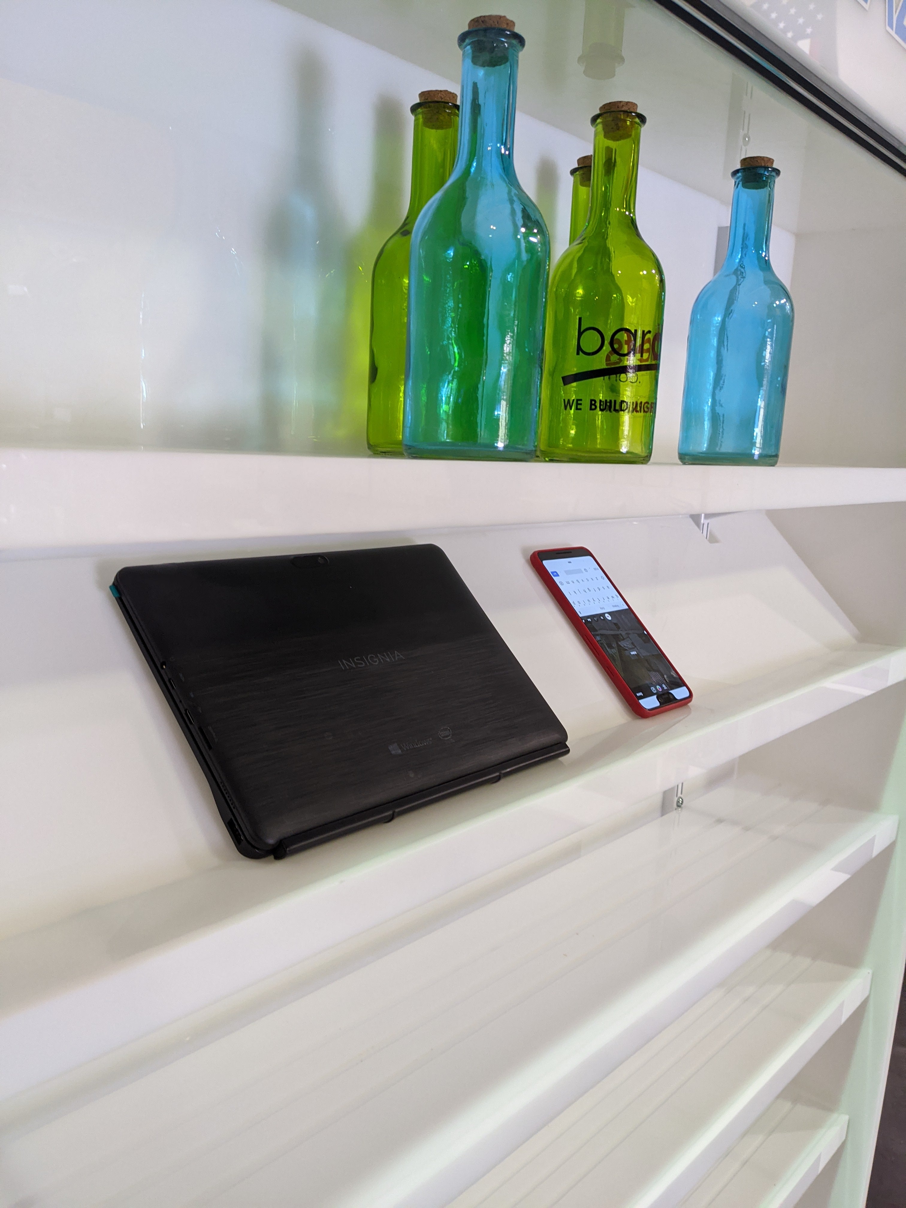 Custom LED Cell Phone Display Case | Lighted Shelving System w/ Marquee