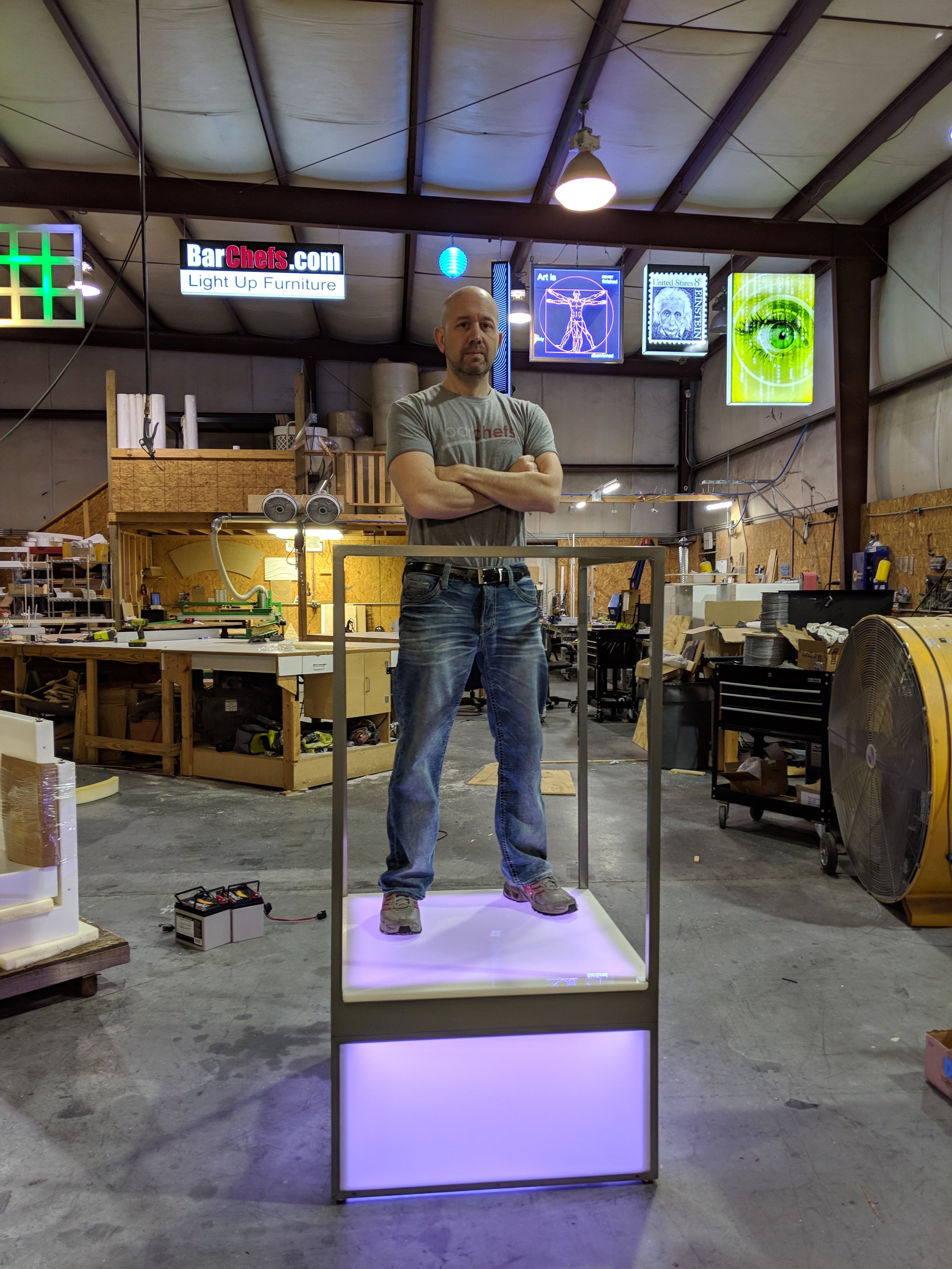Light-Up Dancing Pedestal + Handrail | Go-Go Dance Stages
