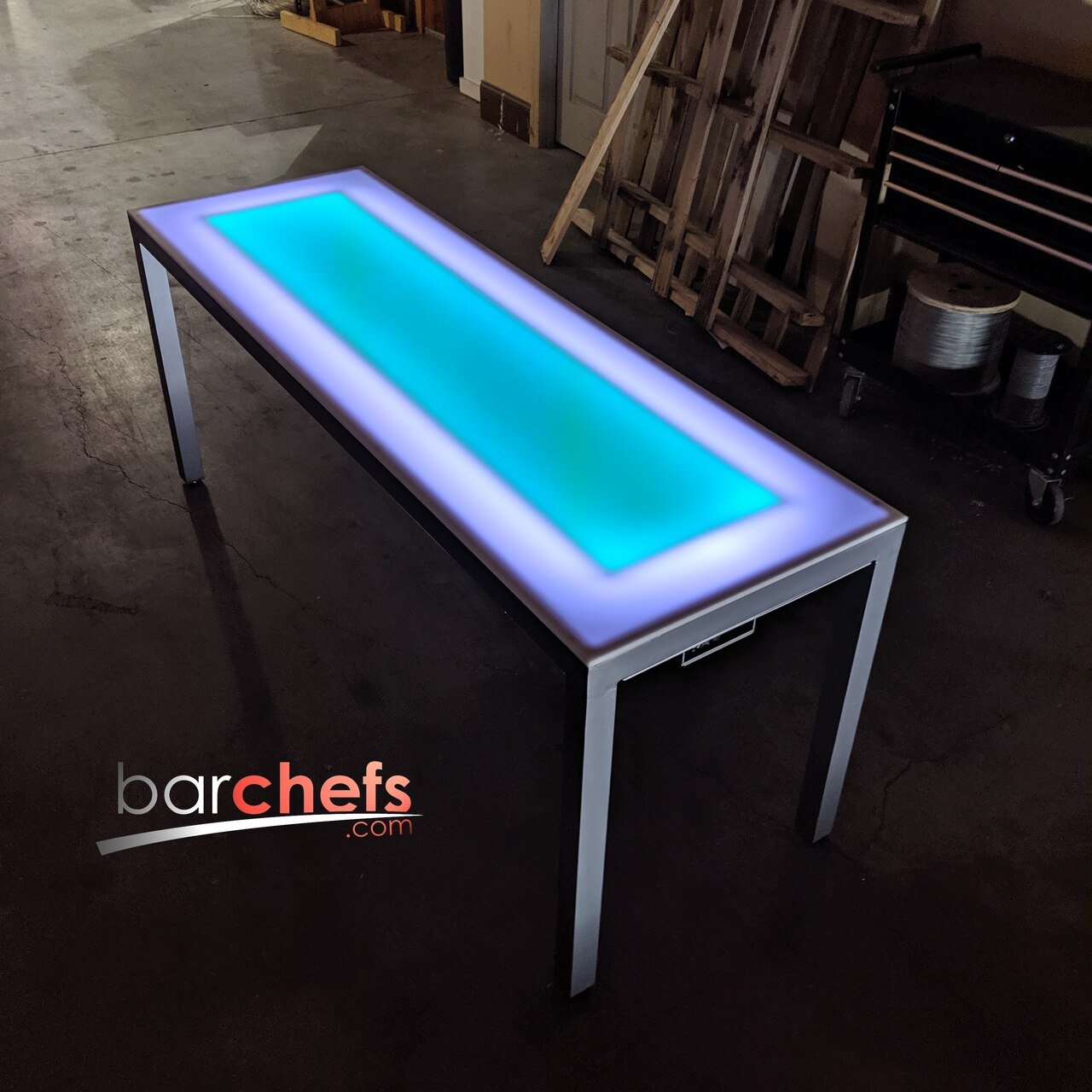 Simplistic Minimalist LED Light Up Glow Table Furniture Decoration Cool Beautiful White Blue