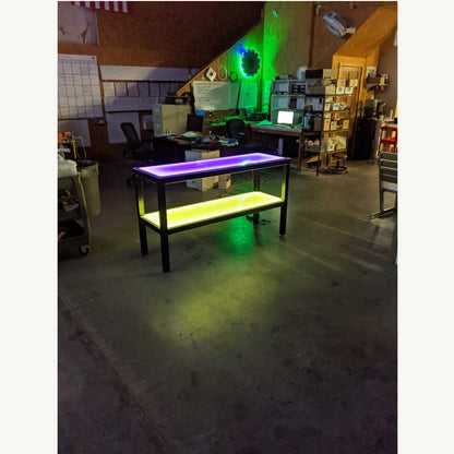 Simplistic Minimalist LED Light Up Glow Table Furniture Decoration Cool Beautiful Purple Yellow Tiered Shelving