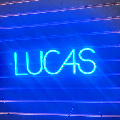 Personalized Custom Customizable Fun Cool Bedroom Room Sign Neon Style Decoration Wall Mounted Blue Fun Gift Idea Lucas