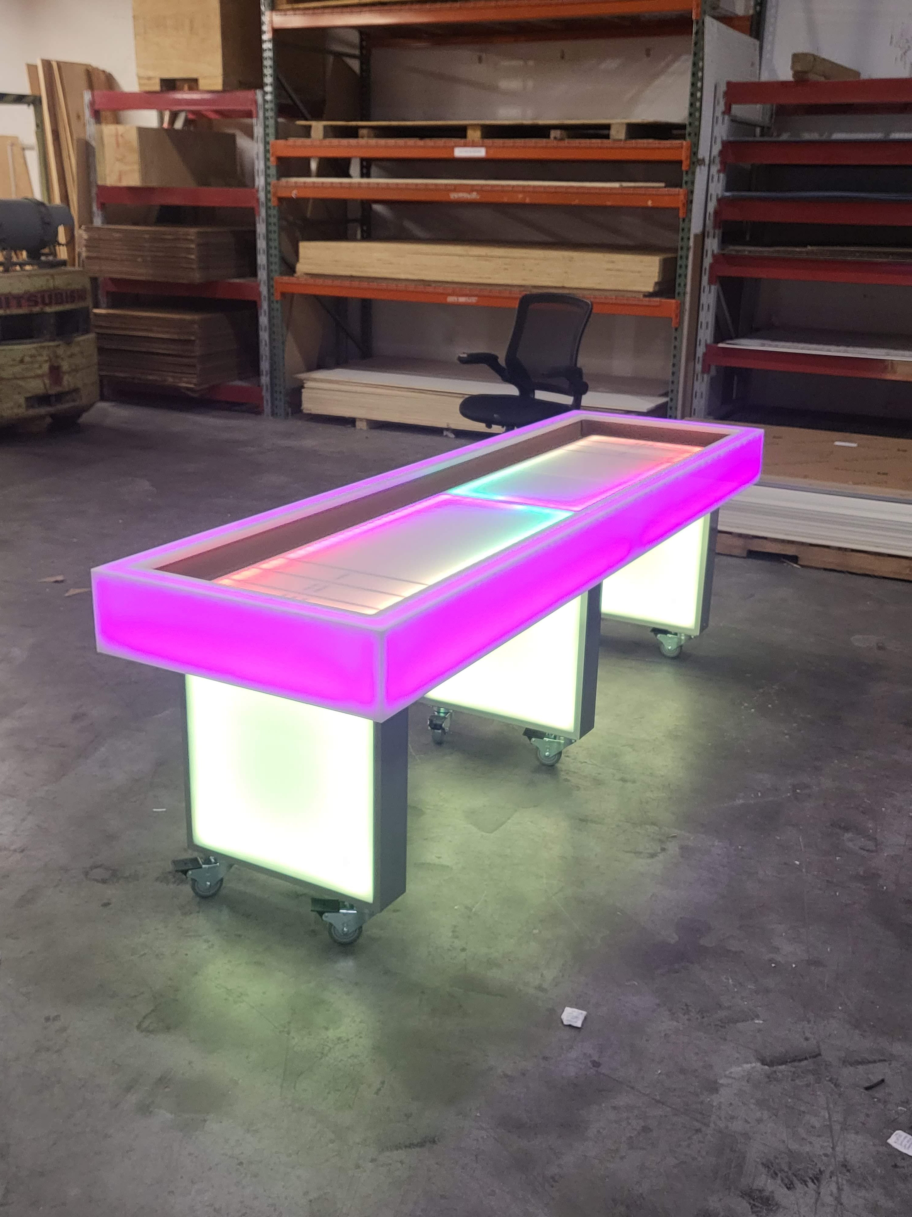 Light Up LED Shuffleboard Table - Non Collapsible