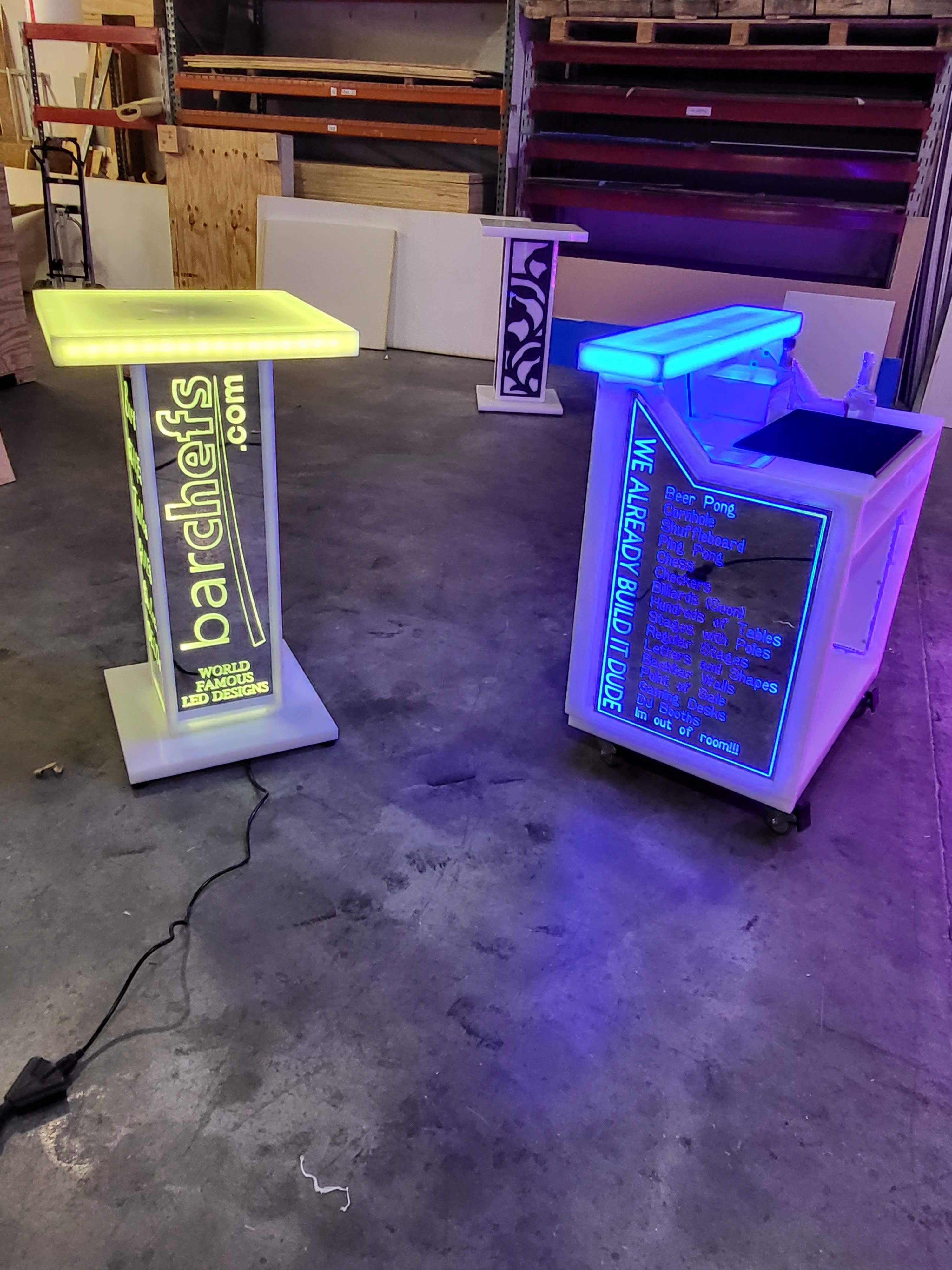 Side view of superGLOW bar and table