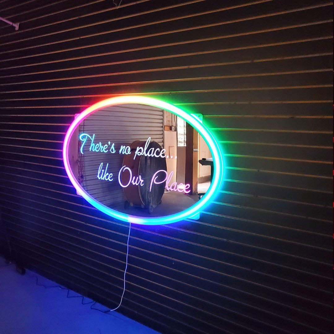 LED Mirror Sign | Custom Oval & Circle LED Frame Signs