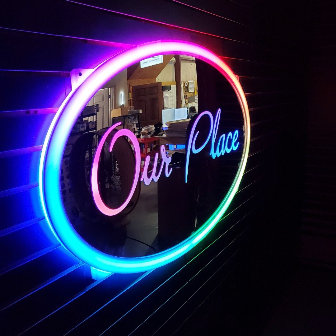 LED Mirror Sign | Custom Oval & Circle LED Frame Signs