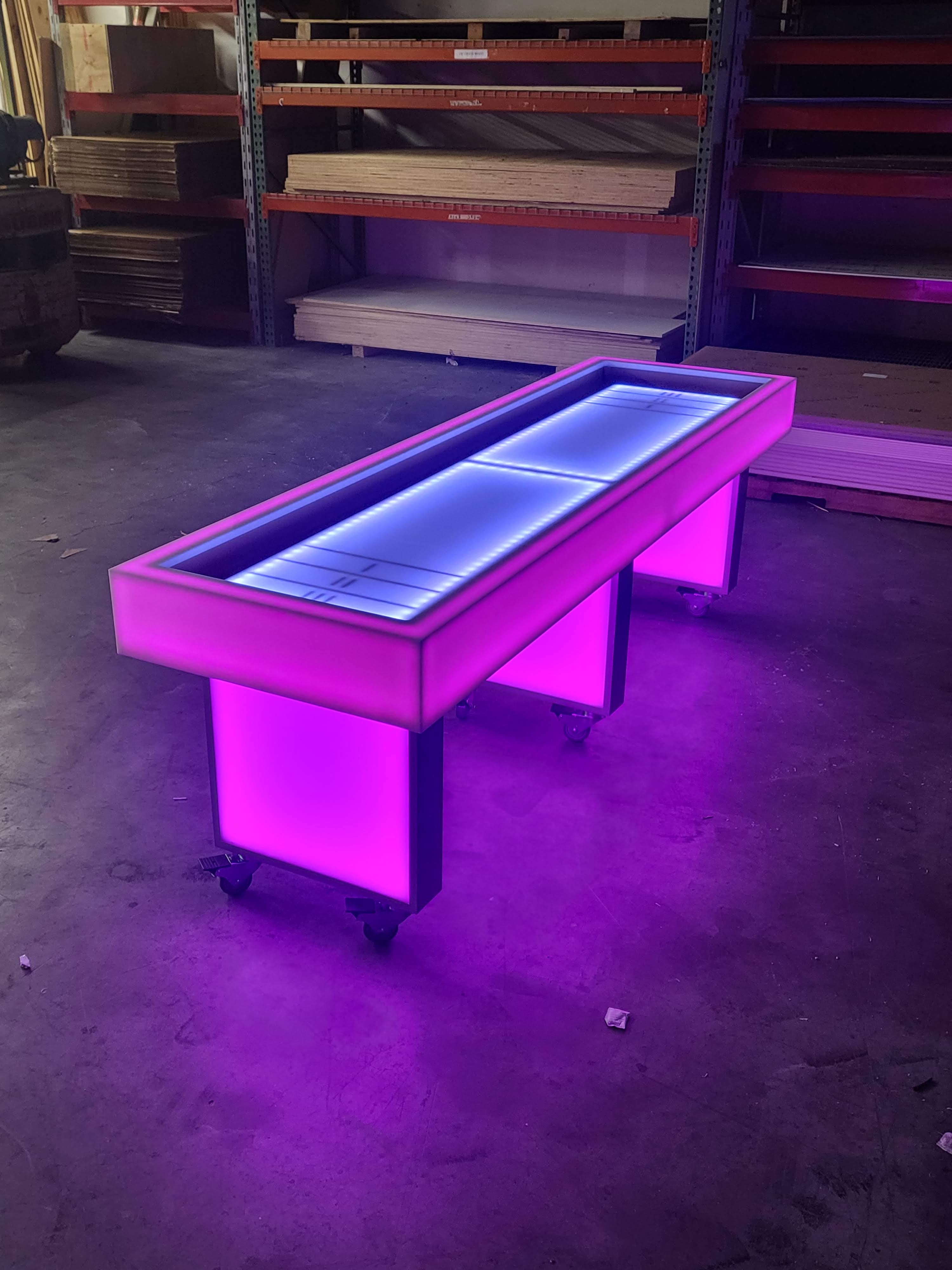 Light Up LED Shuffleboard Table - Non Collapsible