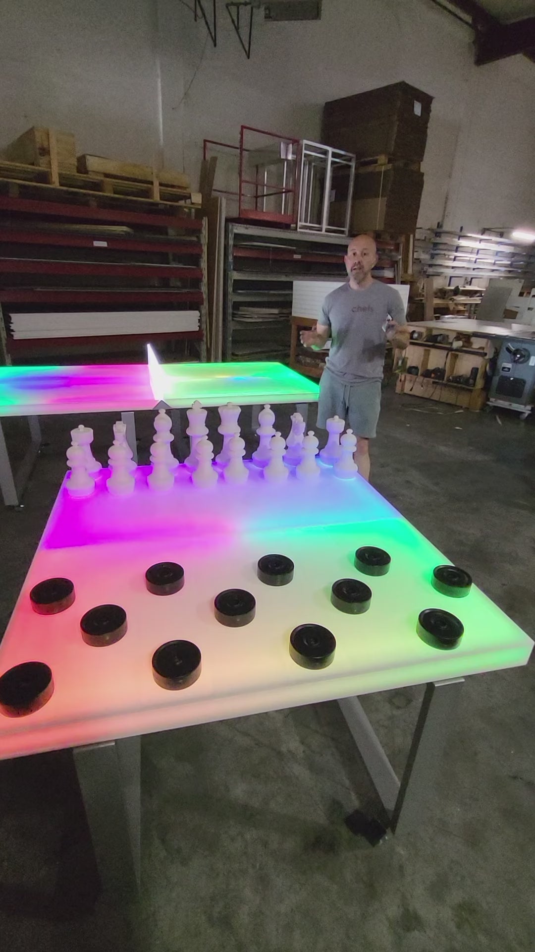 LED Multi-Game Set | Ping Pong, Chess, Checkers, & Tic Tac Toe Light-Up Tables