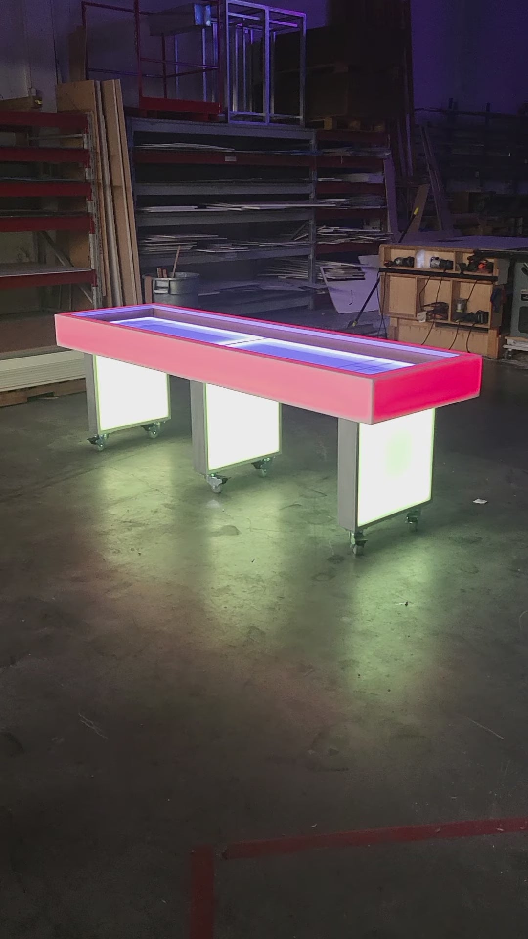 Light Up LED Shuffleboard Table - Non Collapsible