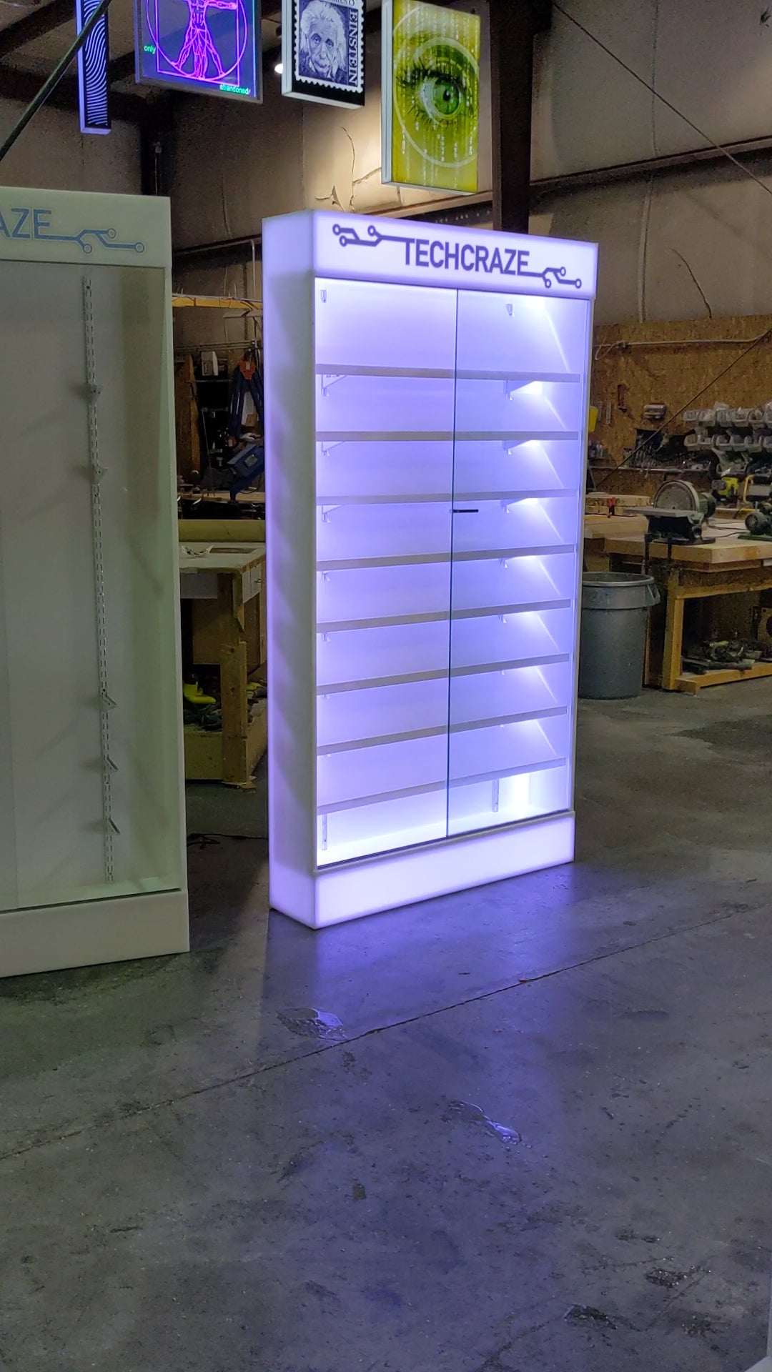 Custom LED Cell Phone Display Case | Lighted Shelving System w/ Marquee